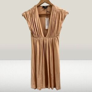 Sky Women's Sleeveless Plunge V Neck Tunic Top Tan Nude Peach NEW‎ XS